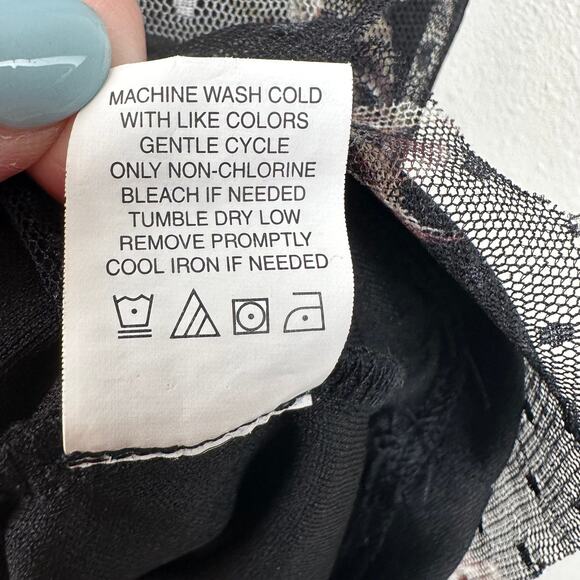 Eyeshadow Y2K Blouse Top Floral Mesh Black Large Whimsy Goth Fairy Grunge - Picture 9 of 10